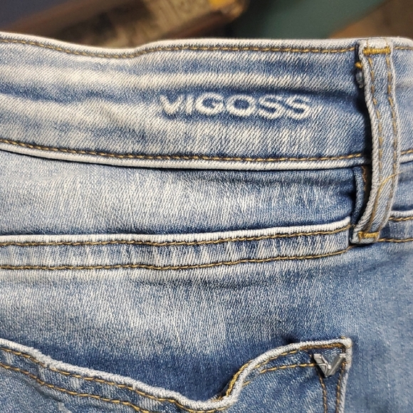 Vigoss Thompson Tomboy Blue Skinny Jeans with Distressed Fading - Picture 11 of 11